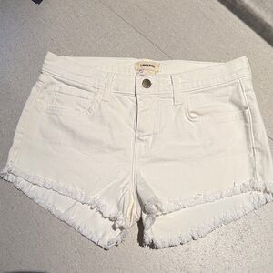 L’Agence White Frayed Hem denim Shorts 26